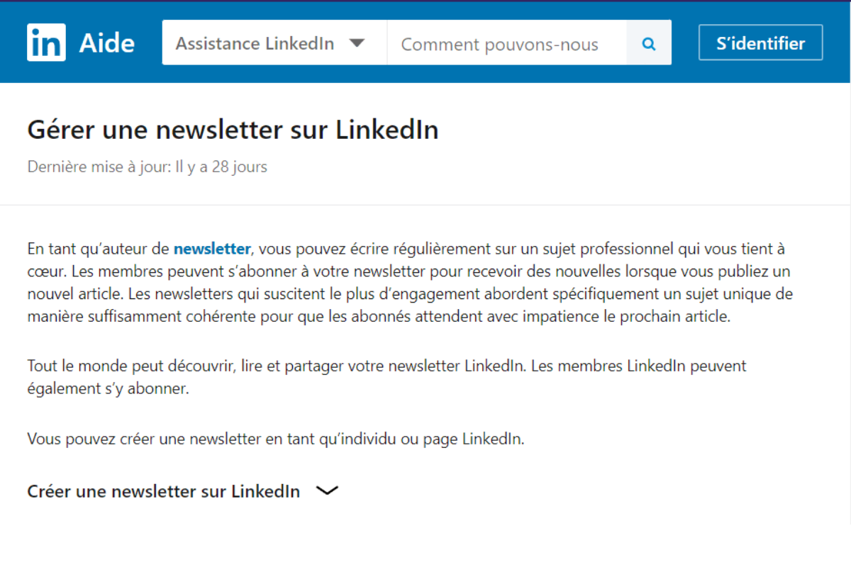 Linkedin newsletter